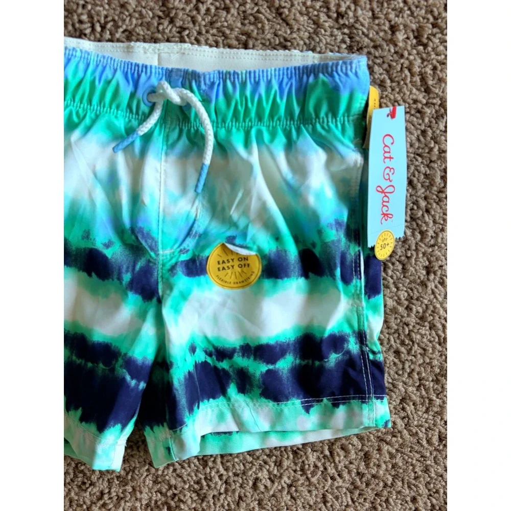 Cat & Jack Multicolor Tie Dye Mesh Lined UPF50+ Swim Trunks Boys 6/7 NEW NWT